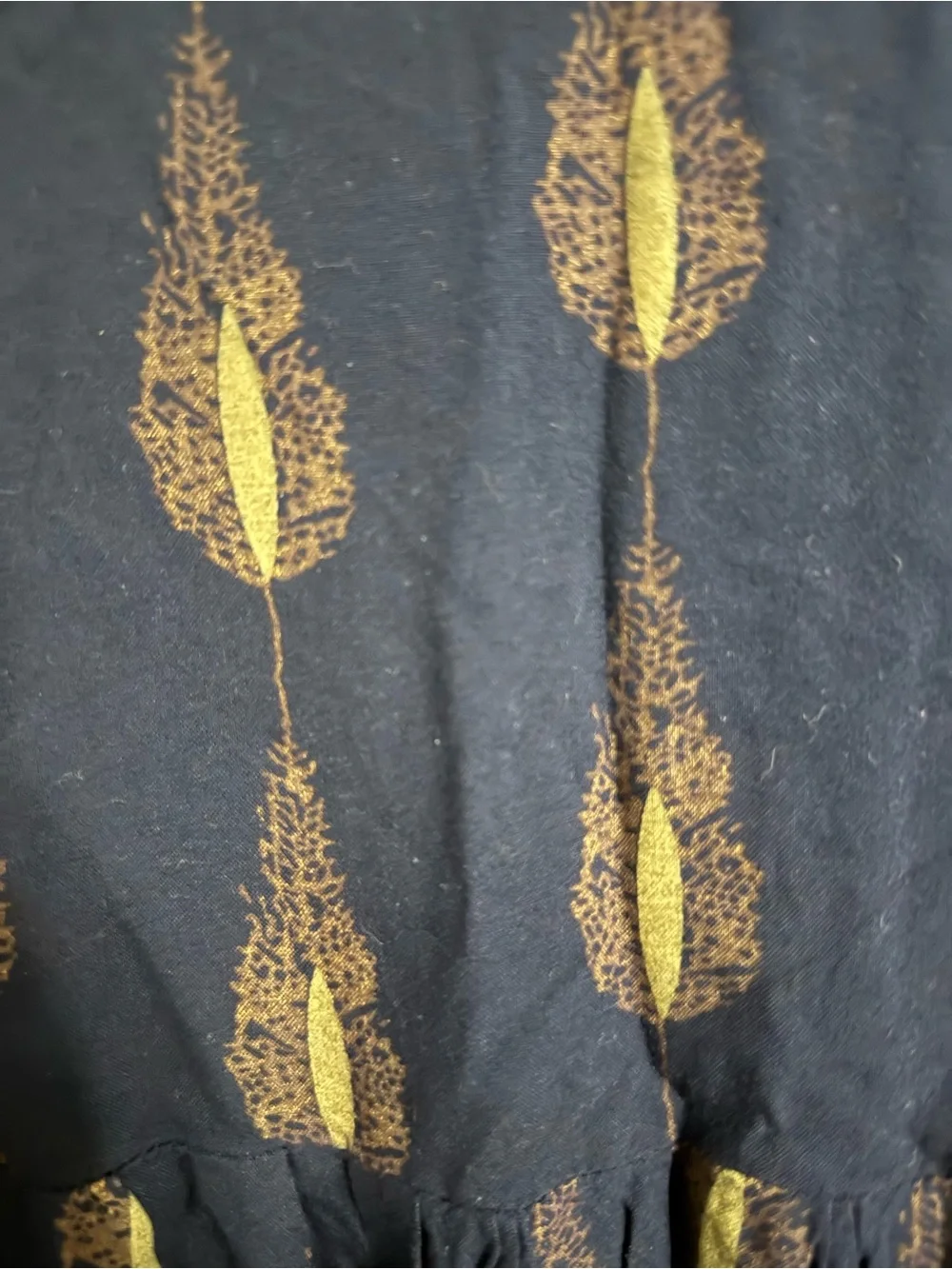 Women's Maternity Navy Dress with Gold Leaf Print - Picture 4 of 5